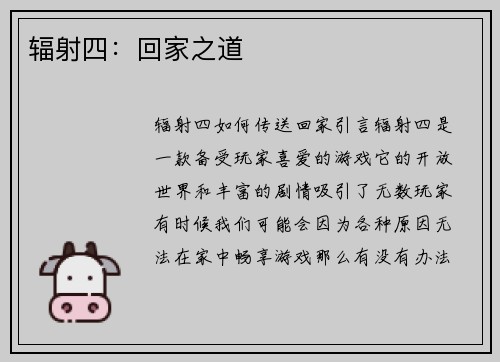 辐射四：回家之道